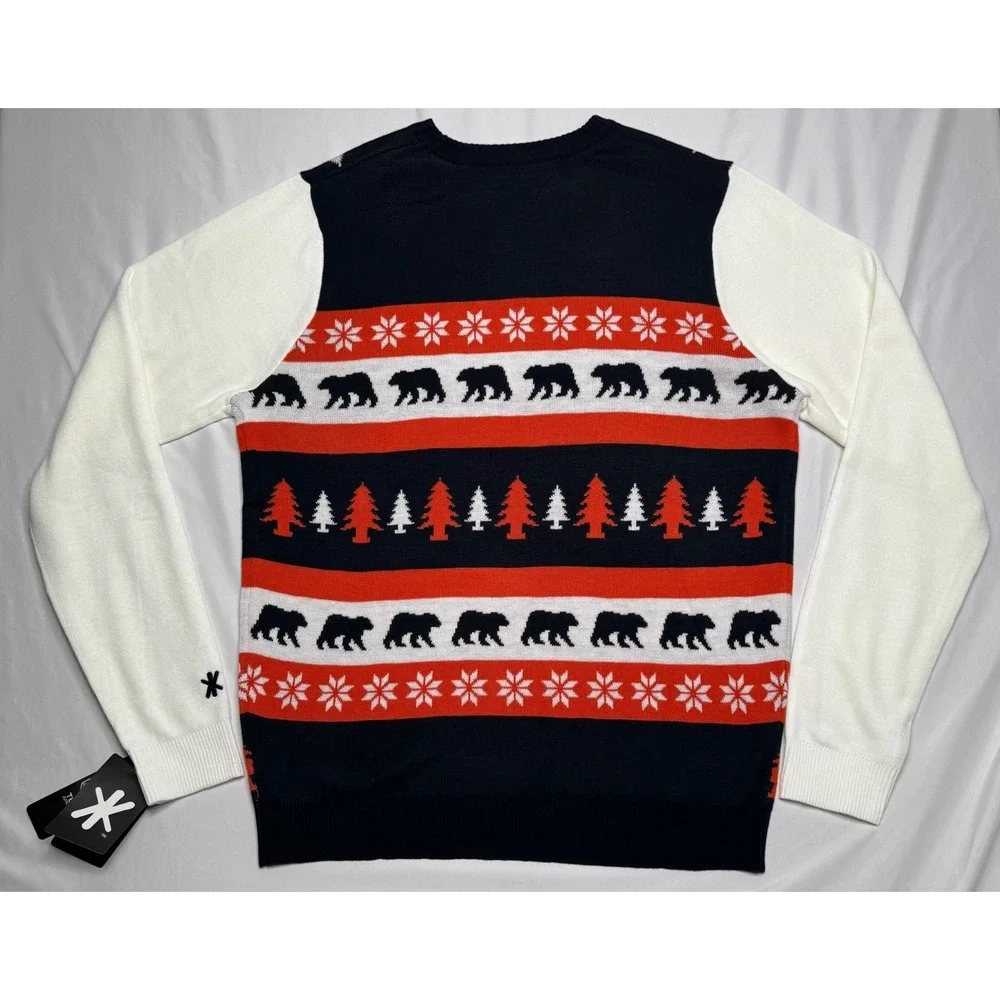 NWT NFL Chicago Bears Ugly Holiday Sweater Mens XL Navy Orange White